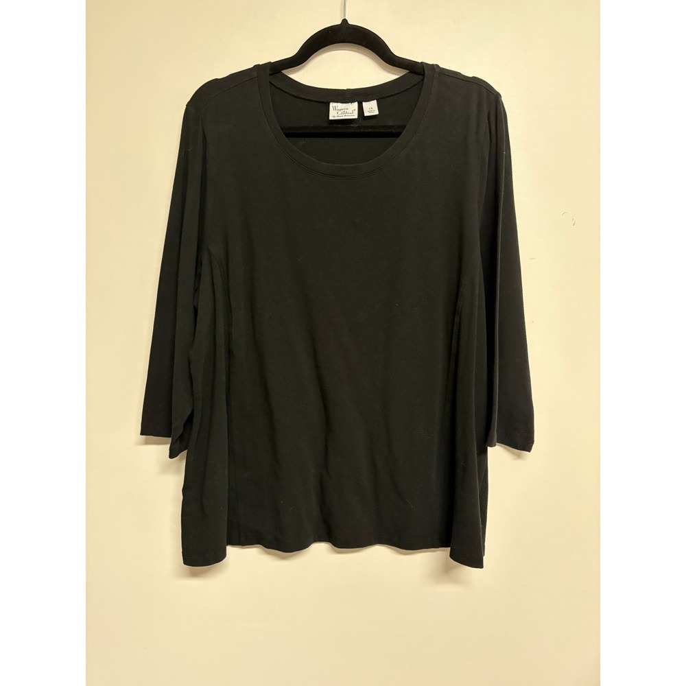 Women With Control Black Long Sleeve Shirt Women's Plus Size 1X